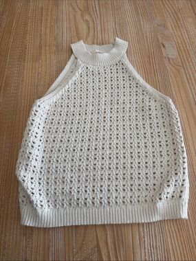 Universal Thread Crochet Halter Knit Tank Top - Cream